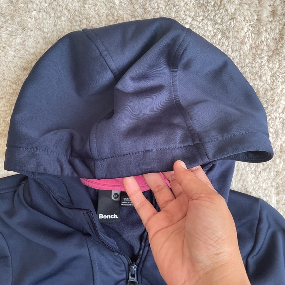 Bench Full Zip Hoodie Womens Size M / US 8 Purple Thumbhole Pockets Printed Logo - Picture 3 of 13
